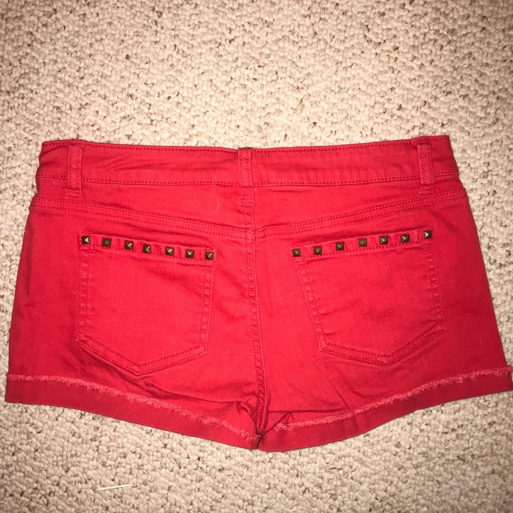 Red Studded and Ripped Shorts - Picture 3 of 3